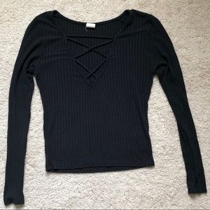 Long sleeve lace up shirt